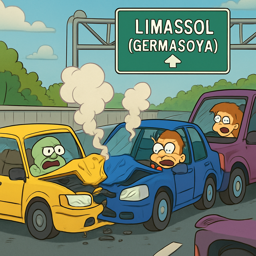 Авария на хайвее в Лимассоле (Гермасойя).