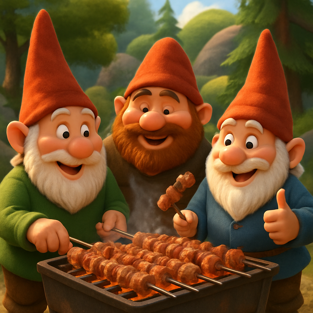 The gnomes from Gnomes Hill in Troodos are also celebrating Tsiknopempti and grilling souvla!