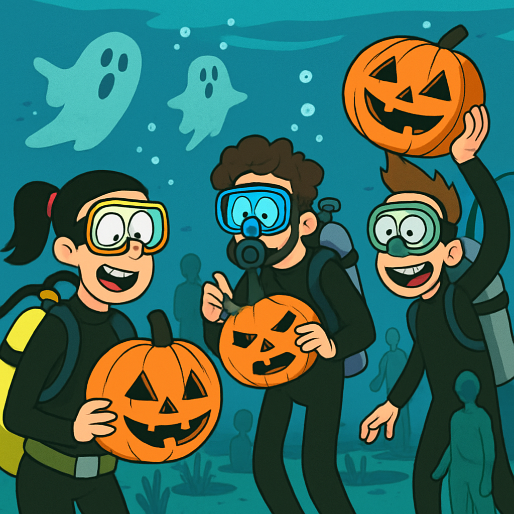 На Кипре дайверы отпраздновали Хэллоуин в подводном музее MUSAN в Айя-Напе.