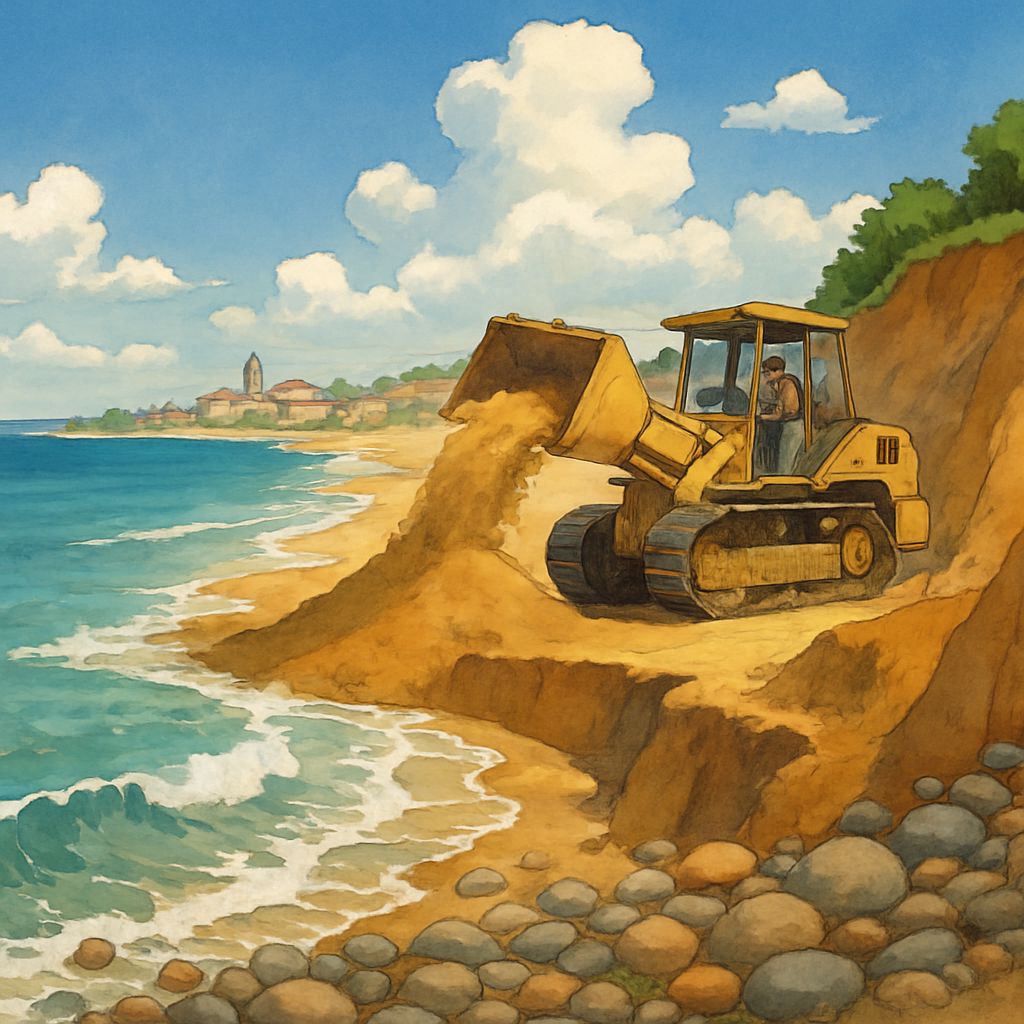 С пляжа Фарос в Перволии (район Ларнаки) в течение многих лет удаляли гальку ради создания песчаного пляжа для туристов, что привело к эрозии побережья.