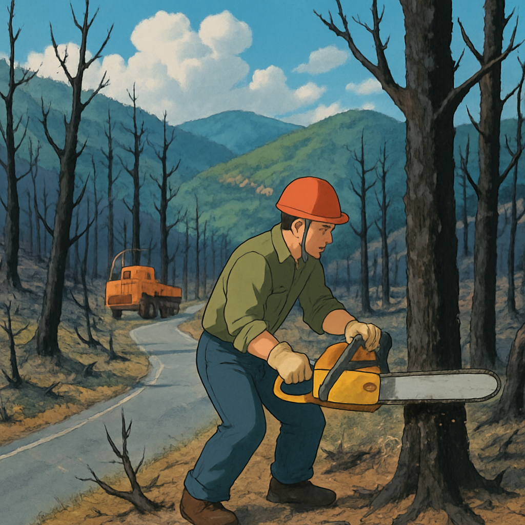 С понедельника, на Кипре начинают работы по вырубке сгоревших деревьев на дороге в районе деревень Килани-Вуни.