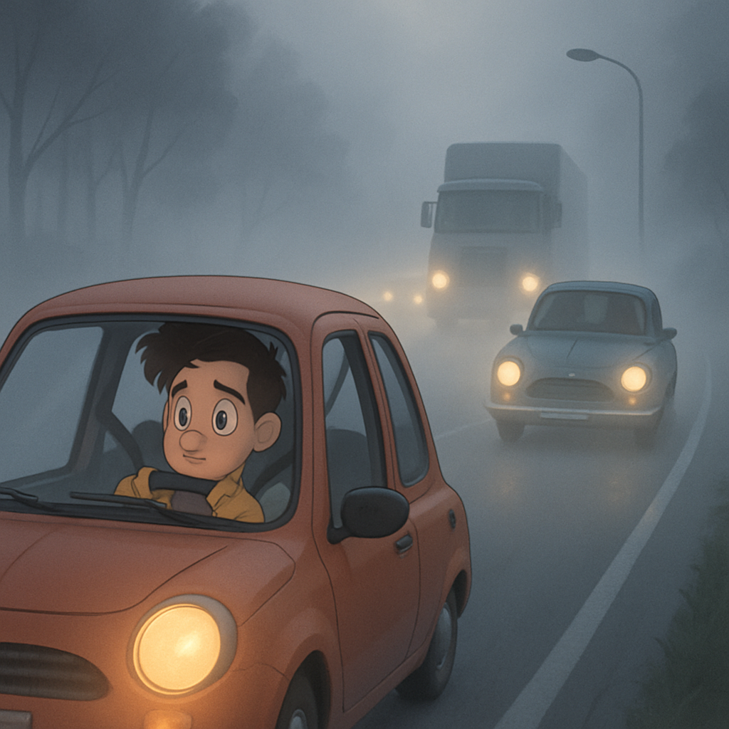 There is thick fog on the highway in the Nicosia area.