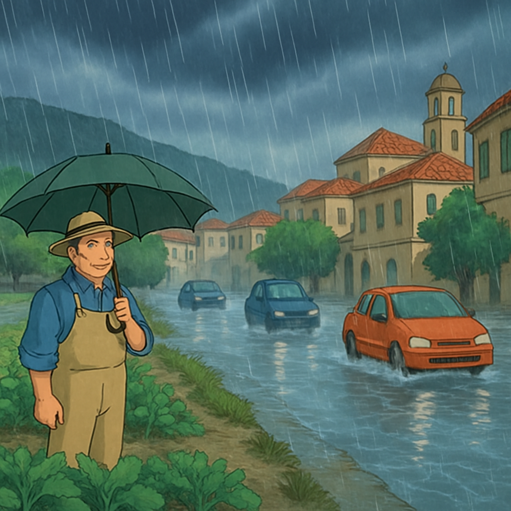 Сегодня с полудня на Пафос обрушились ливни, многие дороги затопило, но серьезных наводнений удалось избежать.