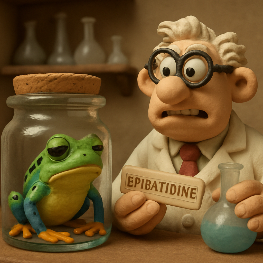 Epibatidine, found in the Ecuadoran dart frog, causes muscle paralysis and eventual asphyxiation.