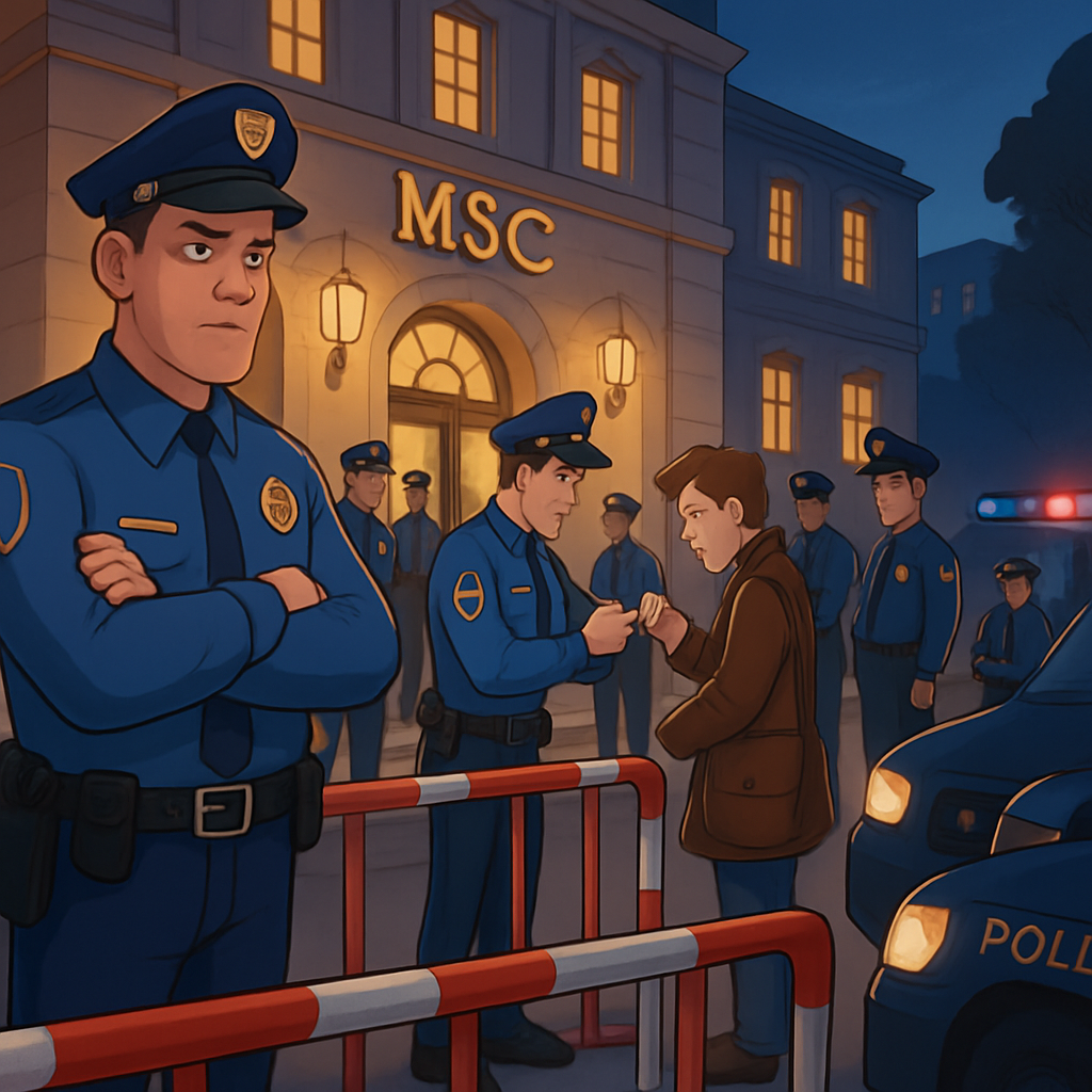 The security precautions outside the MSC were as usual: barriers, a heavy police presence, meticulous checks.