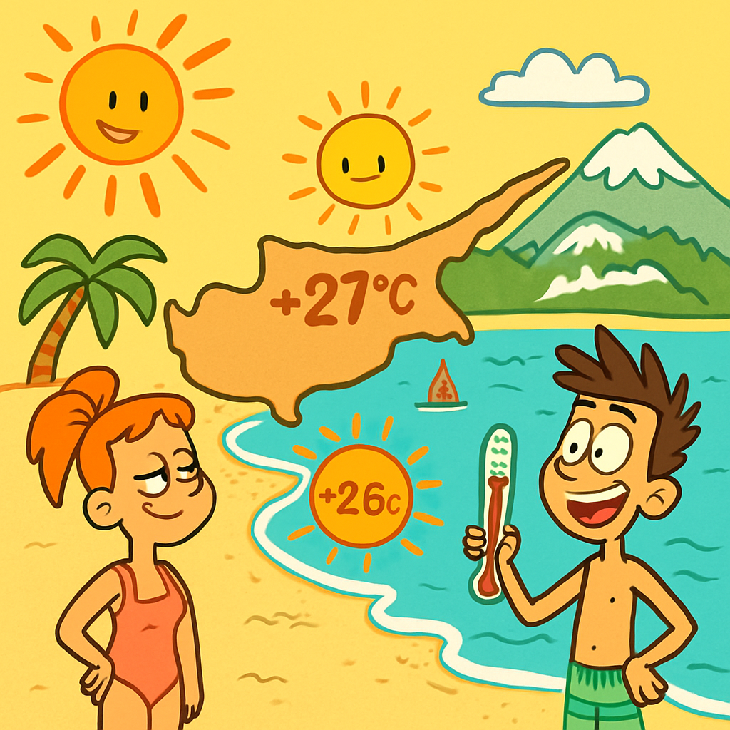 Сегодня на Кипре до +27С во внутренних районах, +26С на побережье и около +17С в горах.