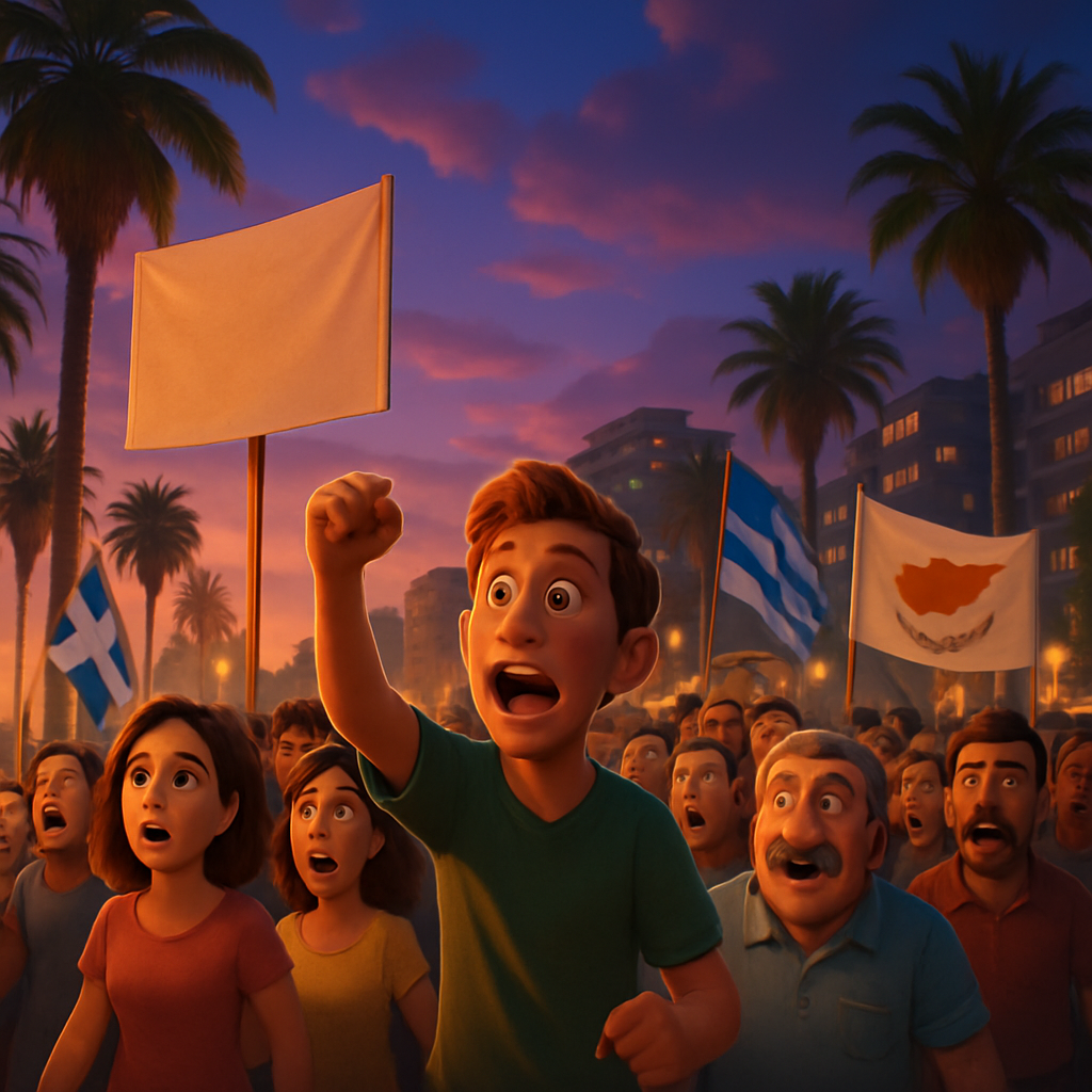 Вечерняя демонстрация в Лимассоле.