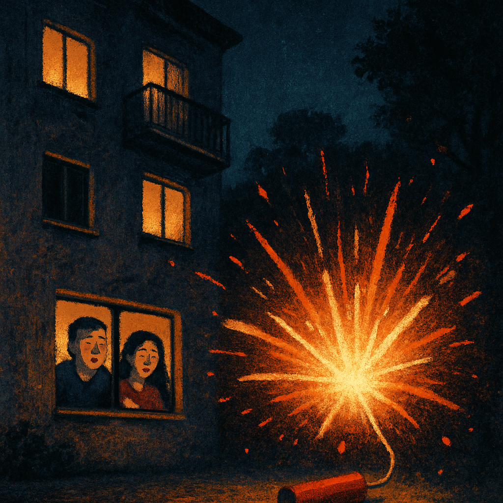 At night in Limassol, a firecracker exploded near a residential building, thrown together with a lit object.