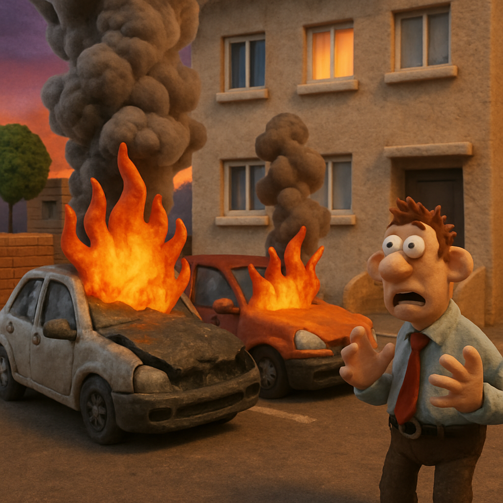 Early in the morning, cars caught fire on the premises of one of the buildings in Limassol.