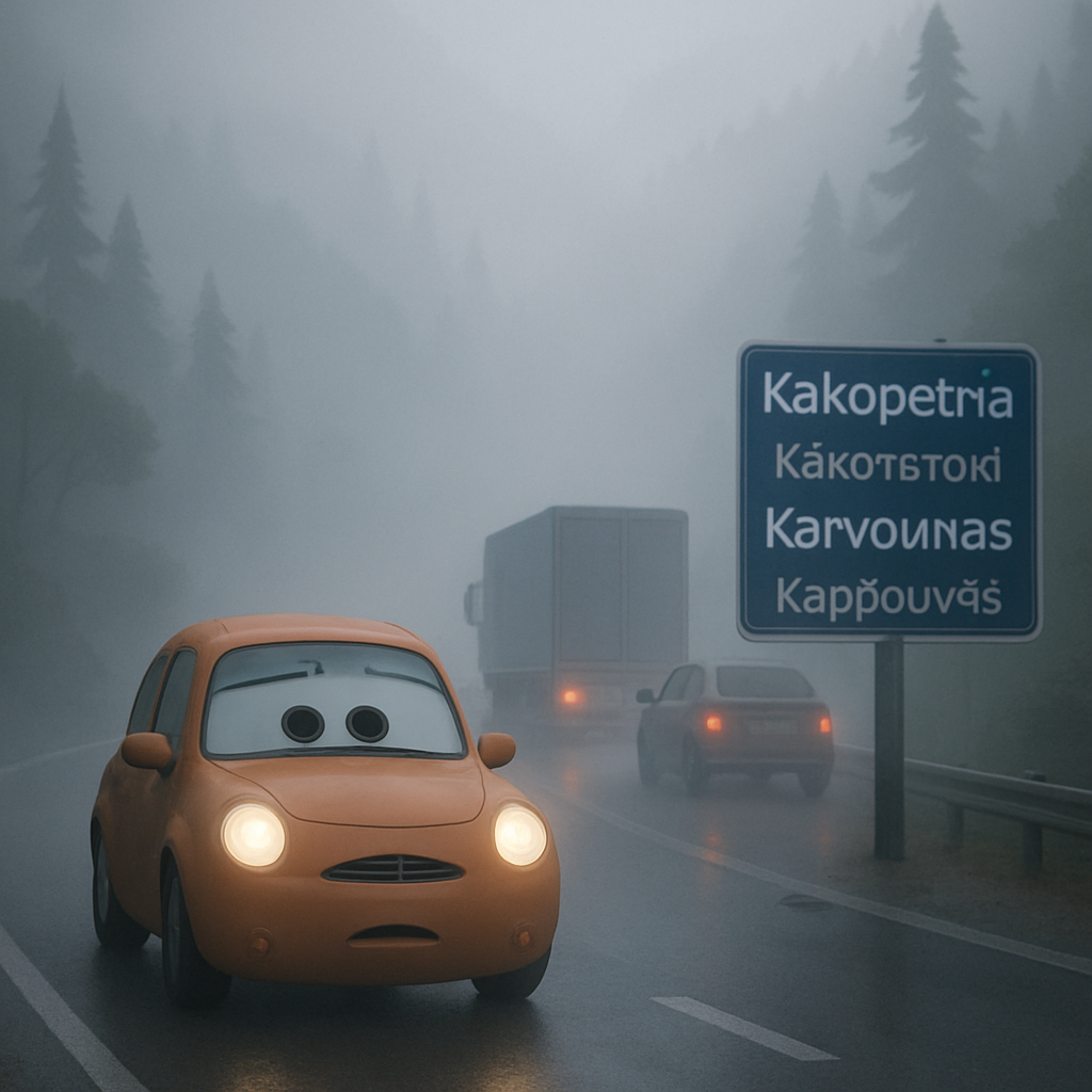 В горах Кипра густой туман окутал район Какопетрия – Карвунас, значительно ухудшая видимость для всех участников дорожного движения.