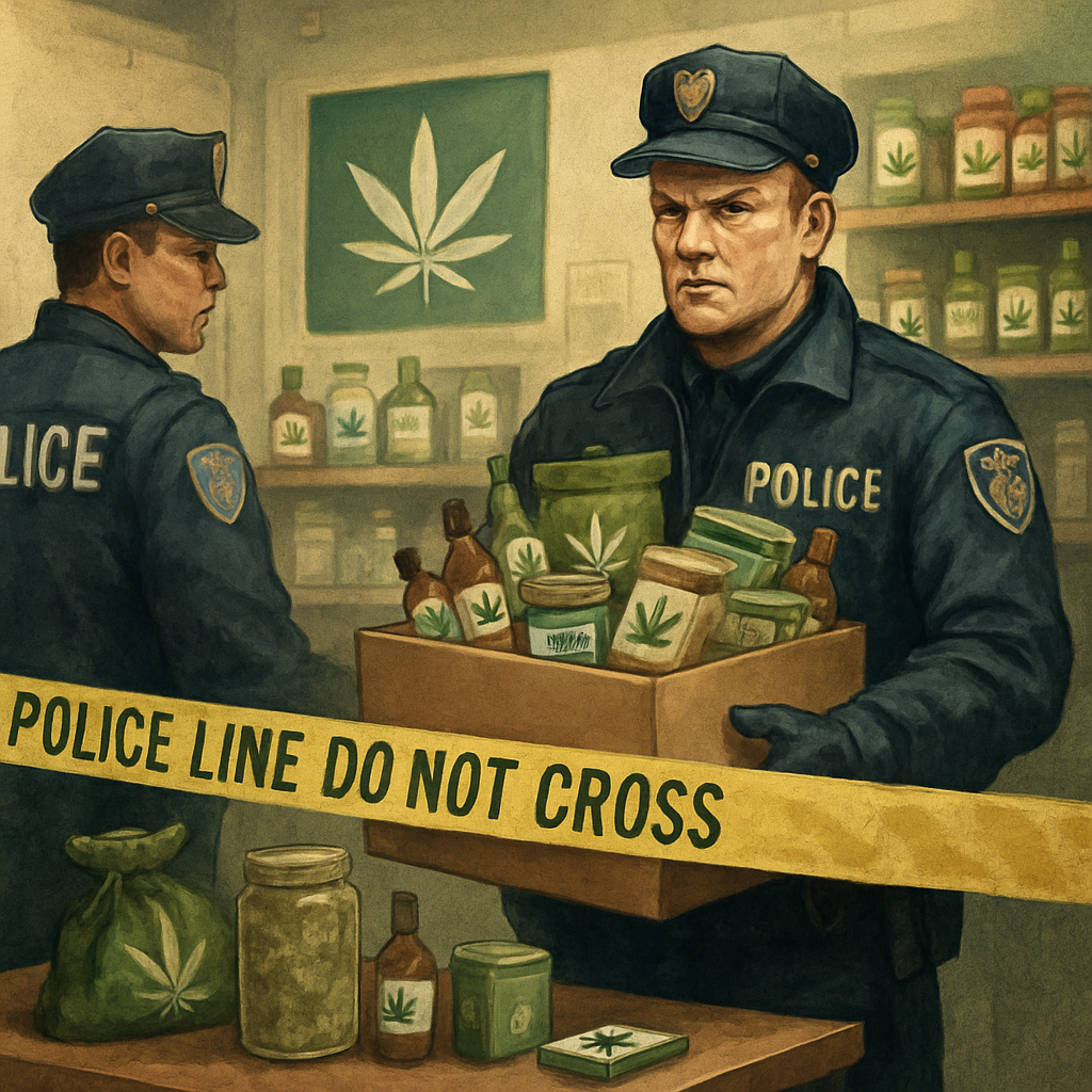 The police raided a store in Nicosia and confiscated various products containing cannabis.