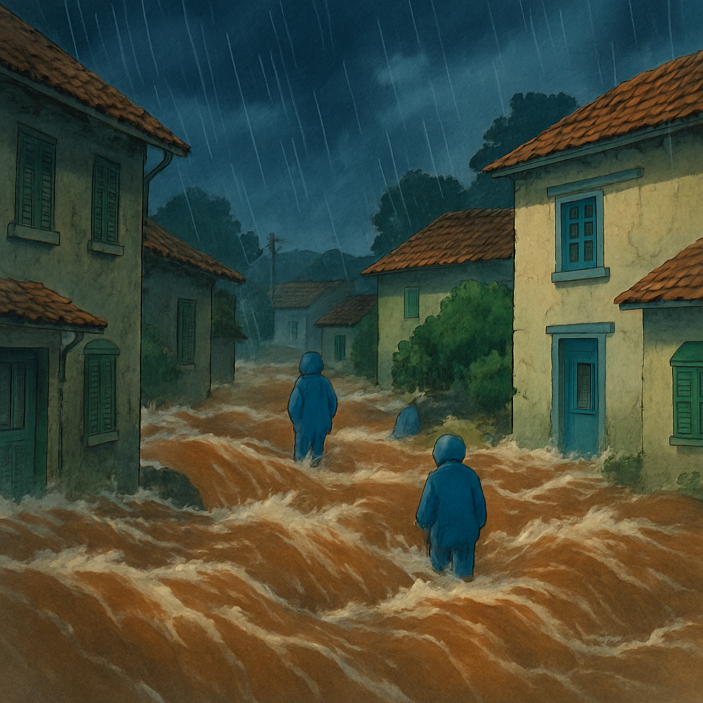 Из-за сильных ночных дождей улицы в некоторых деревнях Ларнаки и Фамагусты превратились в бурные реки.