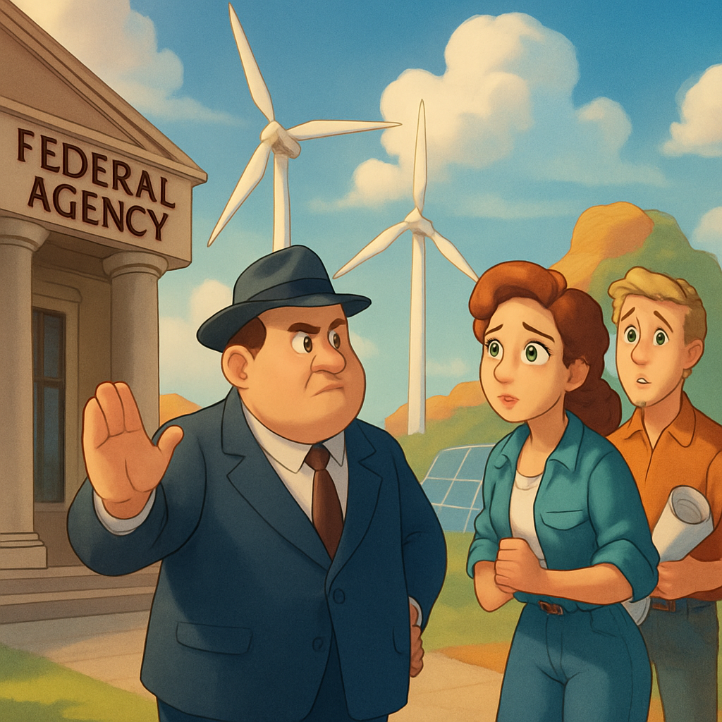 Federal agencies are delaying approvals for renewable energy projects on both federal land and private property at a time when electricity demand is going up.